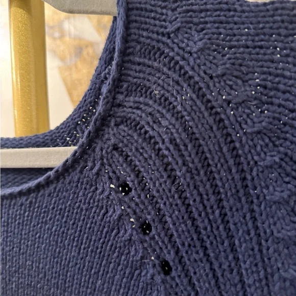 J.CREW NWOT Navy Blue Women's Sweater pointelle -knit layer preppy - Picture 9 of 12